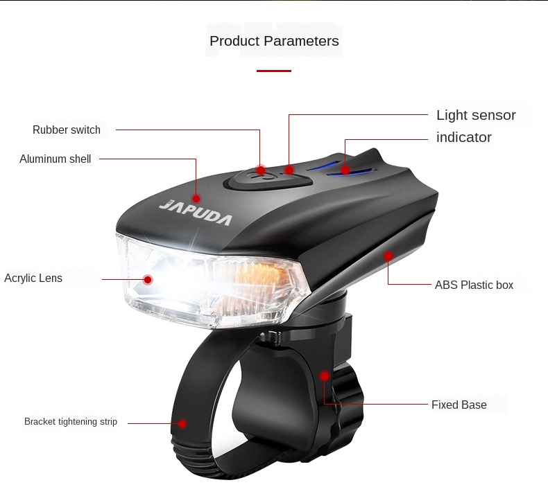 Smart Sensor USB Charging LED Bicycle Light Waterproof Bike Lights For Night Riding 76g