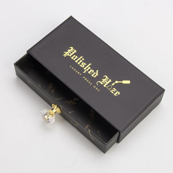 Custom Gold Logo Cosmetic Packaging Box Matte Black Box Packaging For Press On