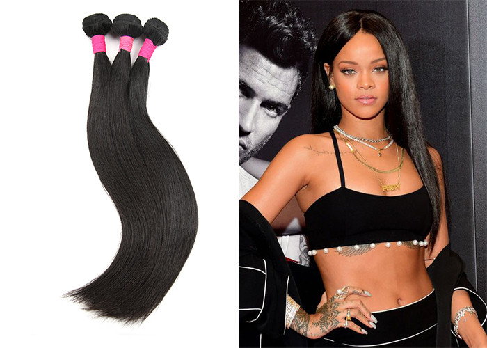 Brazilian Straight Virgin Human Hair Extensions Natural Black 10"-32" 100% Virgin Hair