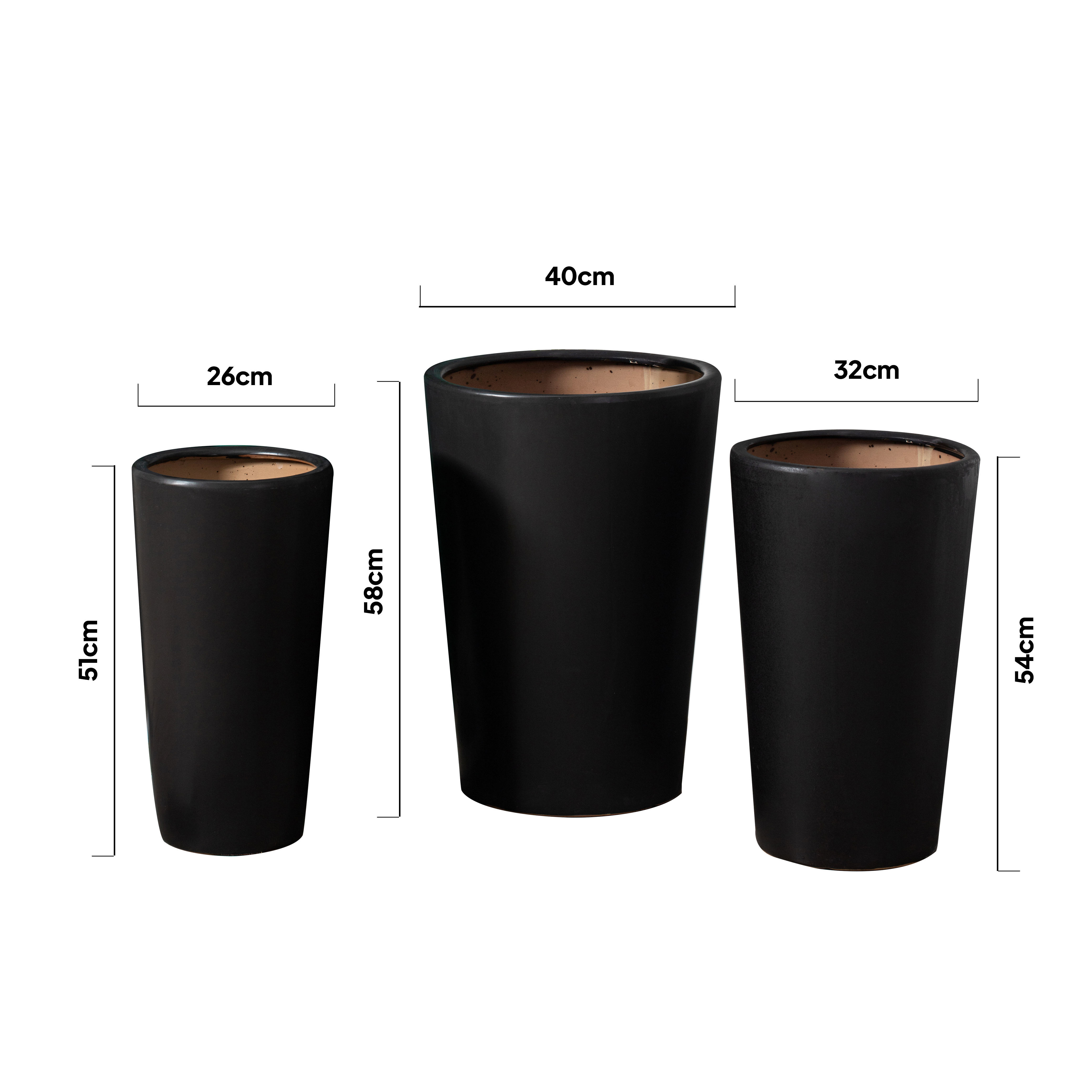 Nordic style black modern home decoration indoor outdoor large garden decoration flower ceramic plant pots