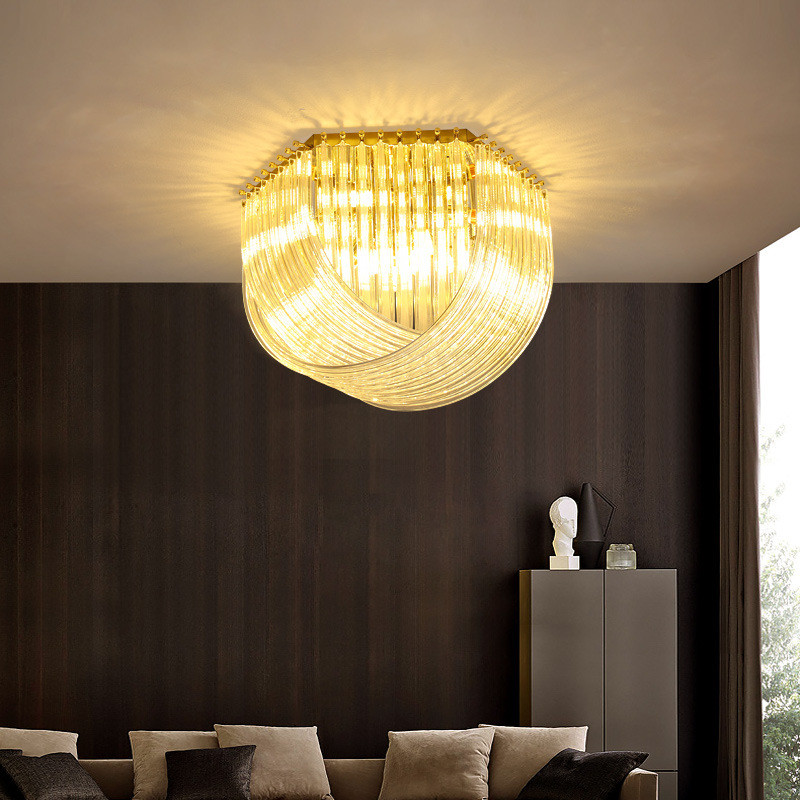 3000K Warm White Color Temperature Modern Pendant Light With Creative Water Wave Gold Chandelier