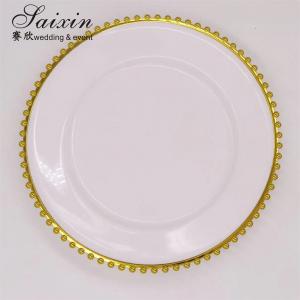China Plastic Gold Beaded Acrylic Charger Plate Wedding Table Decoration Clear on sale