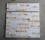 Gold And White Thin Non Antacid Veneer Stone Wall Panels 400x100mm