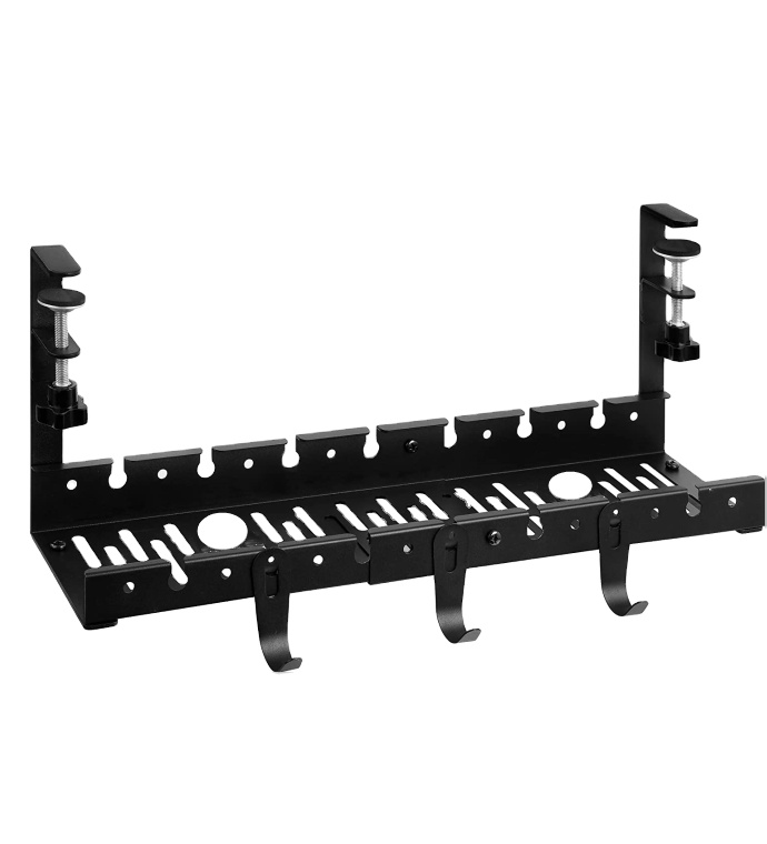 No Drill Under Desk Cable Management Tray Sturdy Metal Wire Organizer For Living Room