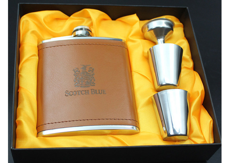 Kitchen Household Items 7 Ounce Metal Alcohol Flask Deluxe Box Set