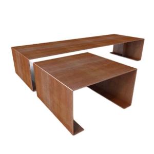 Wholesale Height 40cm Outdoor Rusty Red Corten Steel Park Bench With Optinal Stool from china suppliers