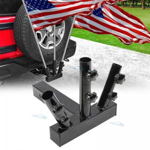 Wholesale Security Design Triple Flag Pole Holder Hitch Universal For Jeep SUV RV Pickup from china suppliers