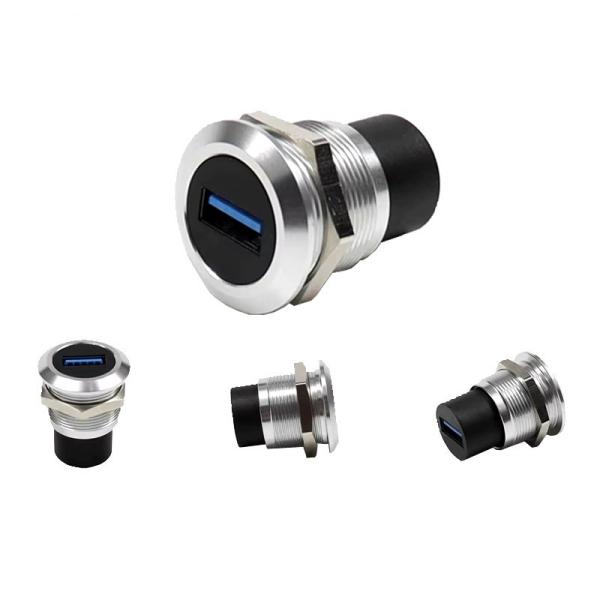 Industrial Waterproof Panel Mount Connector 10A - 16A Max Current 500V Operating