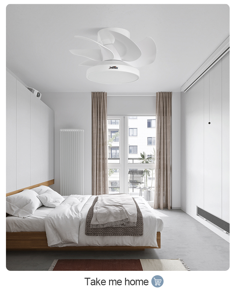 20" White LED Light Ceiling Fan with 7 ABS Blades and 10-Year Motor 1stshine Small Spaces