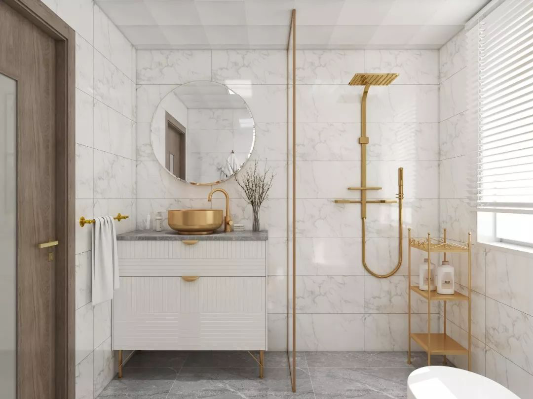YALIG Customized Counter Wash Basin Wooden White Cabinet Bathroom Vanity Cabinets with Silver Mirror