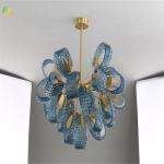 Blue Finish LED Lightsource end Art Shiny Light Luxury Modern Design Glass