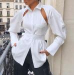 Small Quantity Garment Manufacturer Women'S Long Sleeve Shirt Back Hollowed Out