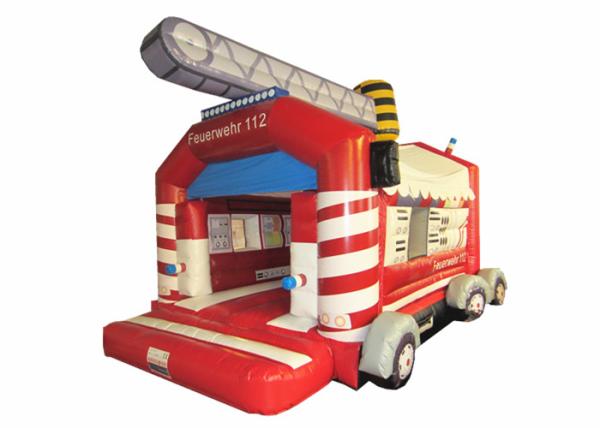 Commercial Outdoor Wide Inflatable Jump House / Fire Truck Bouncer Colourful
