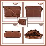 14inch Laptop Womens Leather Messenger Bag Canvas Cowhide 400g