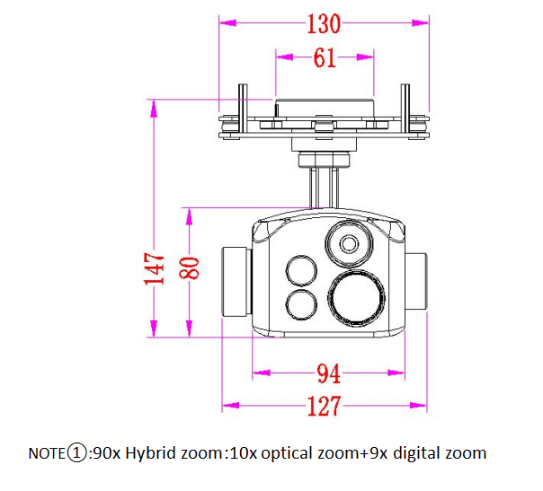 10x Optical Zoom + 256×192 Thermal Imaging +1500m Laser Rangefinder Drone Camera