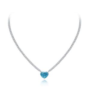 Wholesale Elegant Heart Shape Aqua Blue 925 Sterling Silver Heart Gemstone Necklace from china suppliers