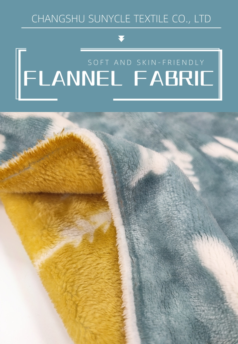Double Side Printed Flannel Fleece Fabric 100% Polyester Winter