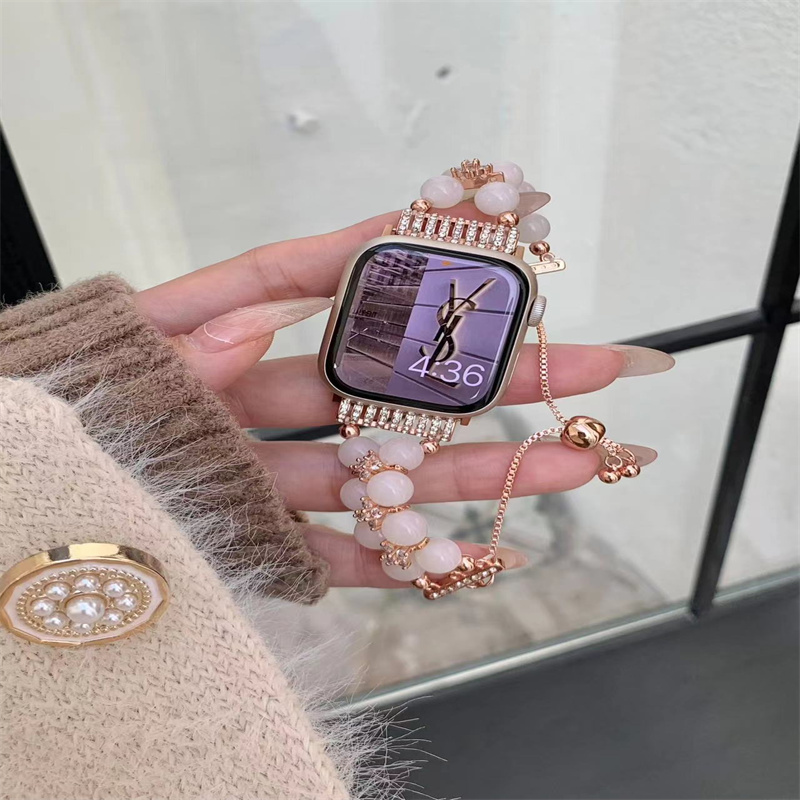 Jewelry Bracelet Beads Women Watchstrap for iWatch 8 Series 38mm 40mm Smart Watch Band