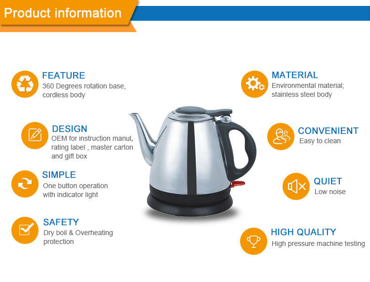 Stainless Steel Electric Gooseneck Kettle Quick Boiling 1350W High Power