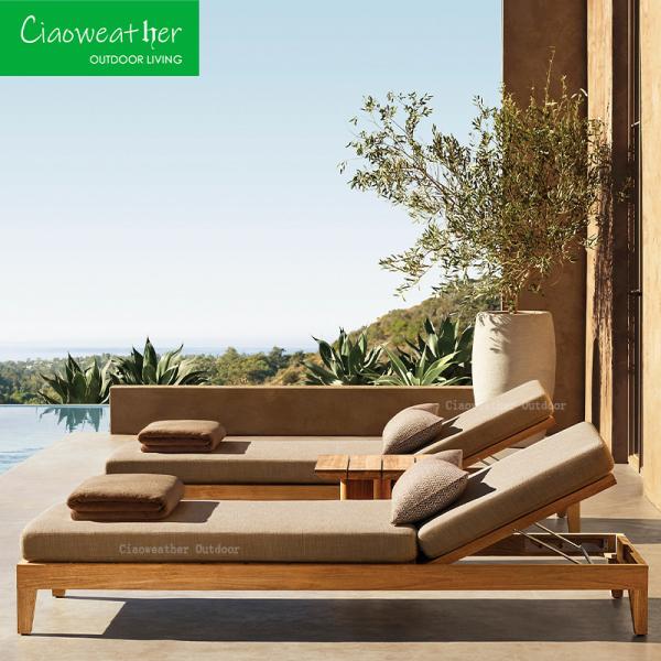 Modern Outdoor Furniture Outdoor Garden Teak Wood Chaise for Waterproof Villa