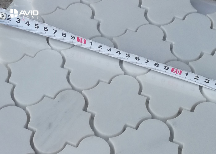 Lantern Shape Carrara Polished Mosaic Floor Tile Sheets 7cm Length 10mm Thickness