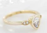 0.77carat 10k Gold Moissanite Ring , Gold Solitaire Engagement Ring 5×7mm
