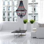 Blue aged wood beaded chandelier for home decoration（WH-CI-18)