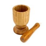 Kitchen Bamboo Mortar And Pestle Multi Color Pepper Ginger Garlic Masher Bowl