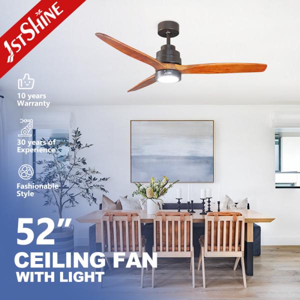 110-240V/50Hz-60Hz 10 52 Inch Wood Blades Ceiling Fan with LED Lights Remote