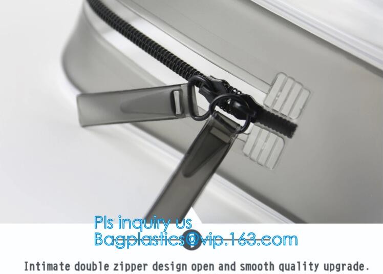 Clear Carry On Travel Toiletry Bag PVC Travel Cosmetic Makeup Bag, Outdoor travel solid durable transparent PVC zipper b