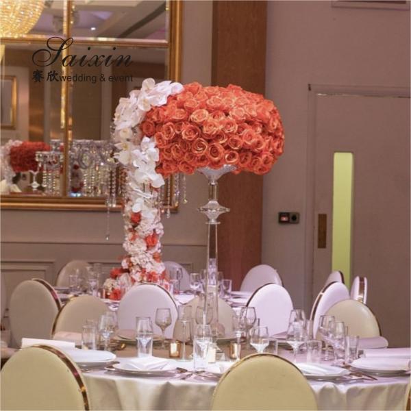 Chic event decoration centerpieces tall clear crystal flower stand vase for