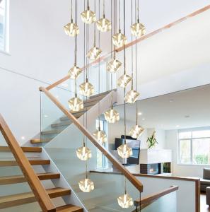 Wholesale LED square pendant lights hotel villa large spiral staircase chrome Diamond Chandelier(WH-NC-57) from china suppliers