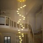 Duplex building living room lamp creative ingot crystal villa pendant light
