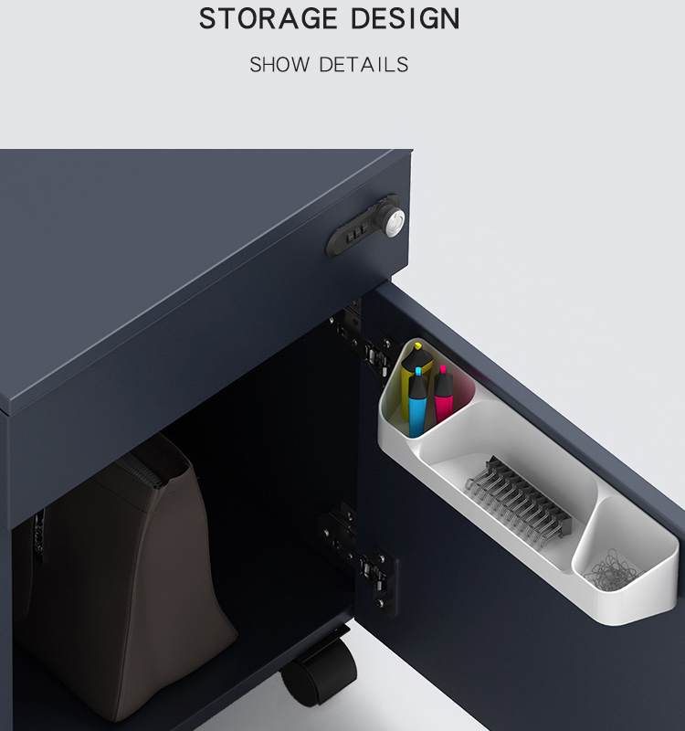 Mirror Door 0.4 To 1.5mm Mobile File Cabinet With Lock , 3 Drawer Mobile File Cabinet