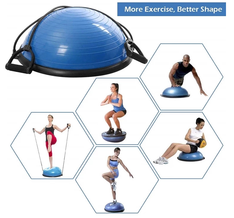 BPA FREE 60CM Half Dome Exercise Ball Yoga Hemisphere Ball Anti Burst