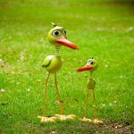 ODM Iron Metal Garden Ornaments Handmade Metal Big Green Bird