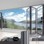 Secure Locking Mechanism Aluminum Folding Glass Doors in Silver/White/Black