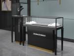 ODM Black Titanium Jewelry Store Showcases With Ultra White Glass Electrical