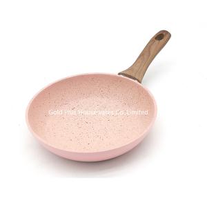 Wholesale Colorful Kitchenware Forged Frying Pan With Soft Touch Wooden Painting Handle from china suppliers