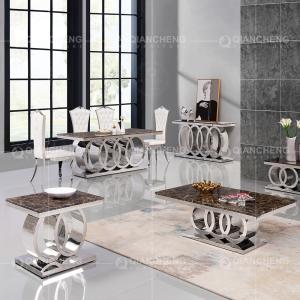 Wholesale 180x90x76cm 8 Seater Marble Dining Table Stainless Steel gold color from china suppliers