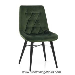 Wholesale Green Velvet Armless 84cm Metal Dining Chairs With Upholstered Seats Black from china suppliers