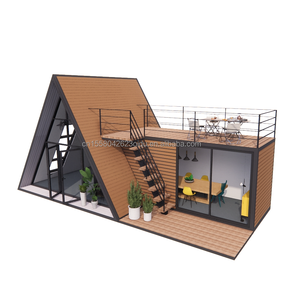 Aluminum Alloy Windows Luxury Modern A-Frame Low-rise Villa Heat-Insulated Modular Prefab Tiny Triangle House for Apartment