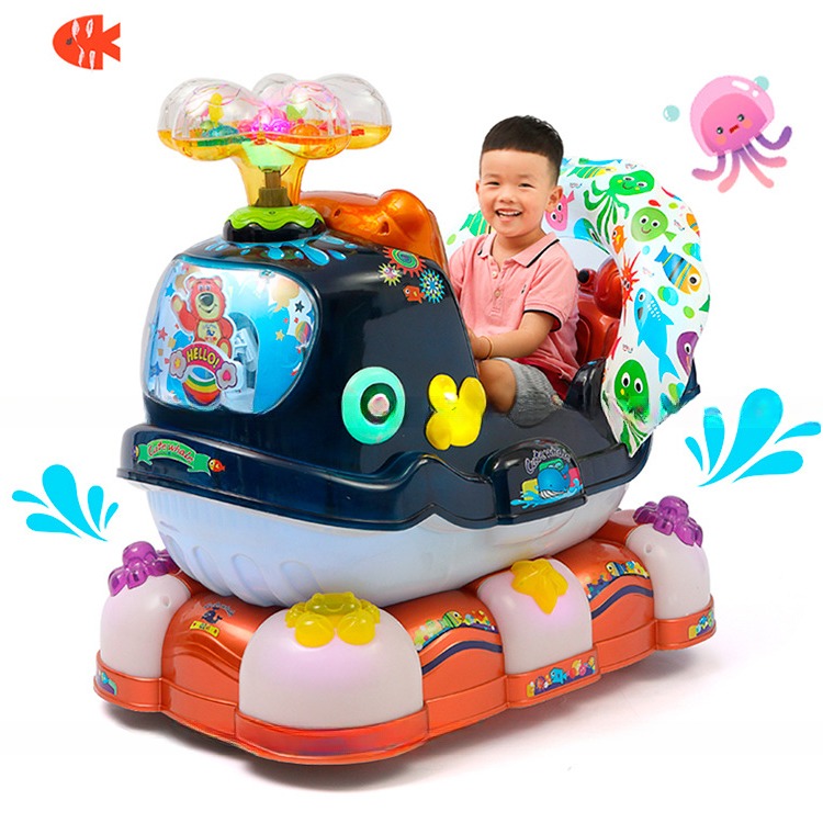 Commercial kids coin operated game machine QQ Whale kiddy rides for children