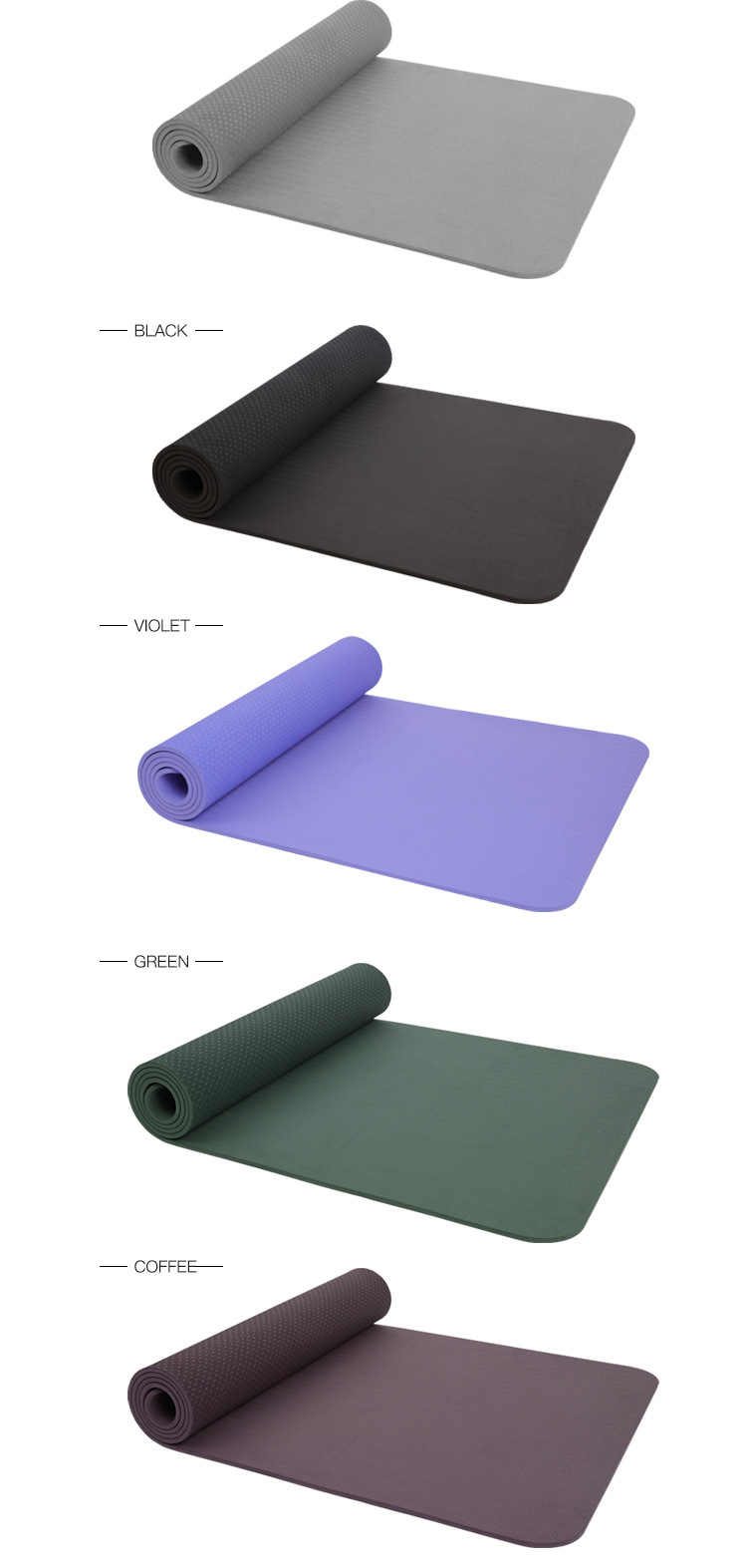 183x61cm ZH Tear Resistant Workout Yoga Mat 6mm Thickness Rollable Private Label