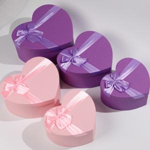 Wholesale Heart Shaped Bow Knot Chocolate Paper Packaging Boxes Purple Color from china suppliers