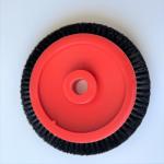 Monforts Stenter Machine Parts Red Brush Wheel Black Bristle Hair 22/26mm Dia