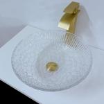Round Hotel Crystal Wash Basins 130mm Artistic Glass Vessel Sink Bowl For Home