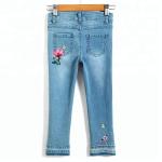 Long Kids Denim Clothes Baby Girl Denim Pants With Flower Embroidered Decor