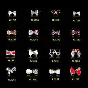 Wholesale 3D Nail Art Decoration Colorful Bow Alloy Jewelry Glitter Rhinestone ML1253-1268 from china suppliers