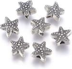 50Pcs Antique Silver Starfish Animal Spacer Beads Tibetan Metal Ocean Sea Life